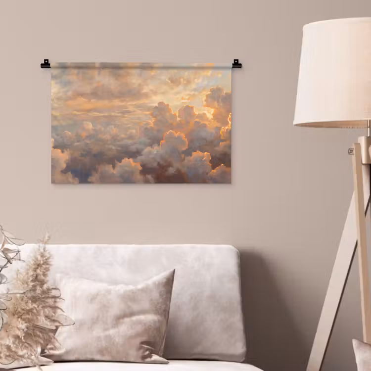 Wolken - Zonsondergang - Natuur - Abstract - Goud Wandkleed katoen klein -sfeer4