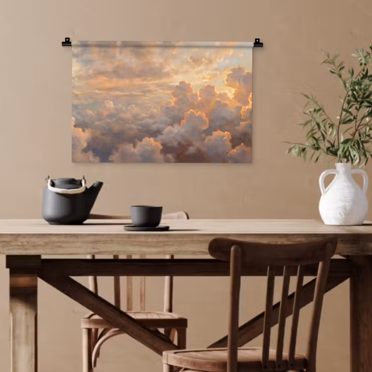 Wolken - Zonsondergang - Natuur - Abstract - Goud Wandkleed katoen klein -sfeer6