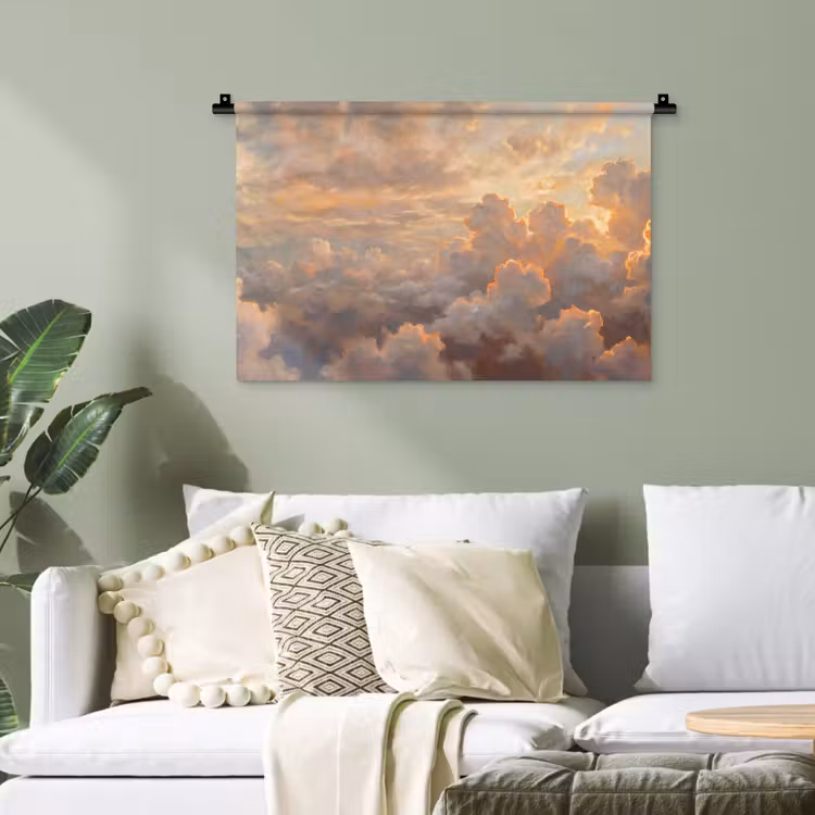 Wolken - Zonsondergang - Natuur - Abstract - Goud Wandkleed katoen klein -sfeer7