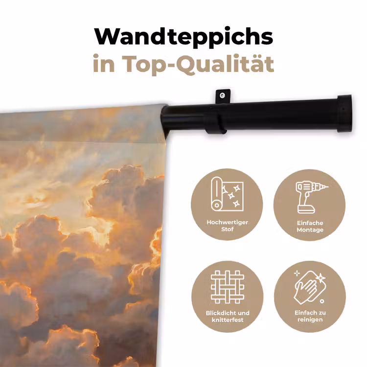 Wolken - Zonsondergang - Natuur - Abstract - Goud Wandkleed katoen klein -tsfeer2_DE