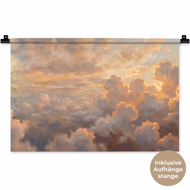 Wolken - Zonsondergang - Natuur - Abstract - Goud Wandkleed katoen klein -t3d_DE