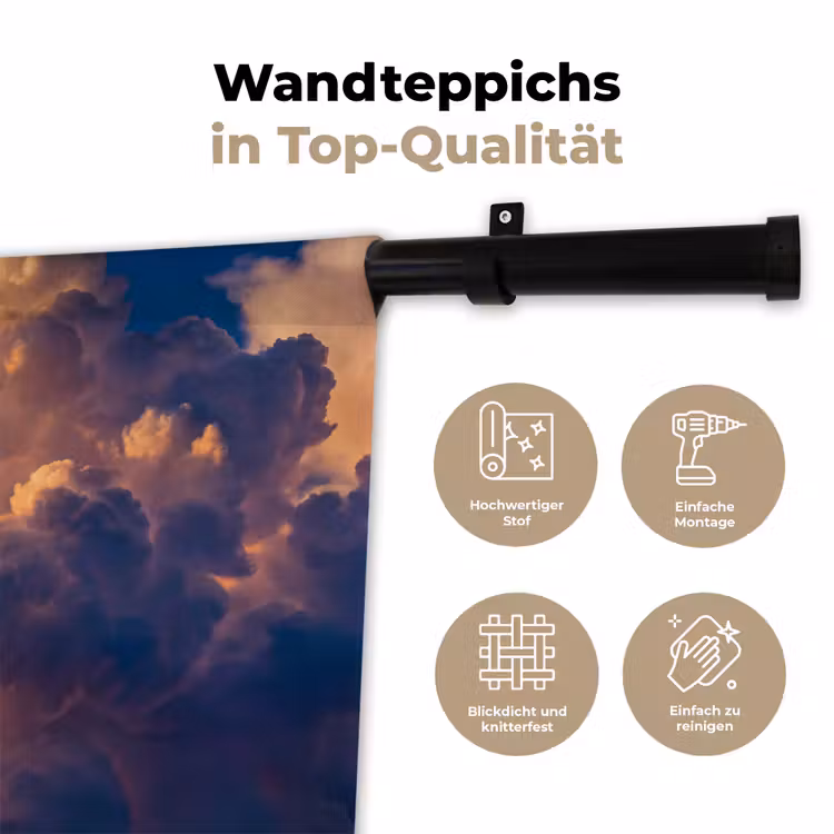 Wolken - Zonsondergang - Natuur - Oranje - Blauw Wandkleed katoen klein -tsfeer2_DE