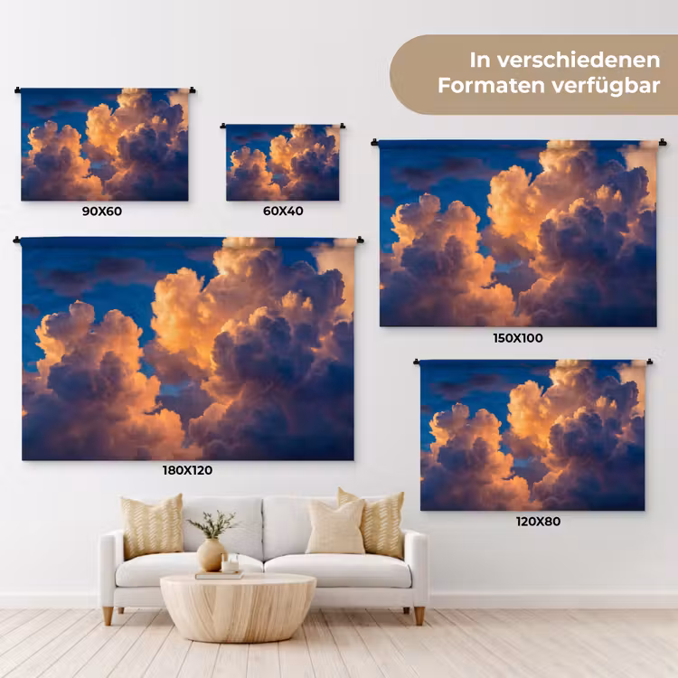 Wolken - Zonsondergang - Natuur - Oranje - Blauw Wandkleed katoen klein -tsfeer8_DE