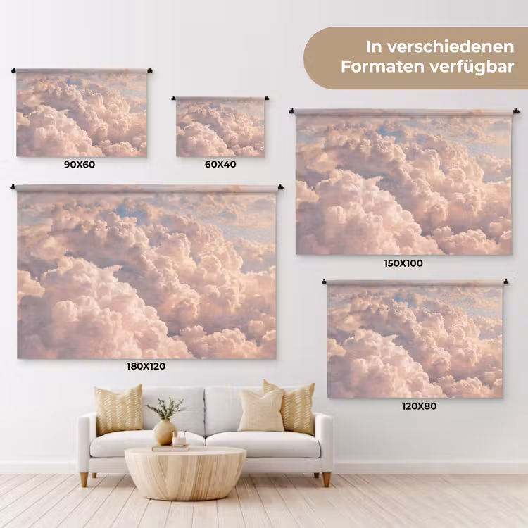 Wolken - Zonsondergang - Natuur - Pastel - Roze Wandkleed katoen klein -tsfeer8_DE
