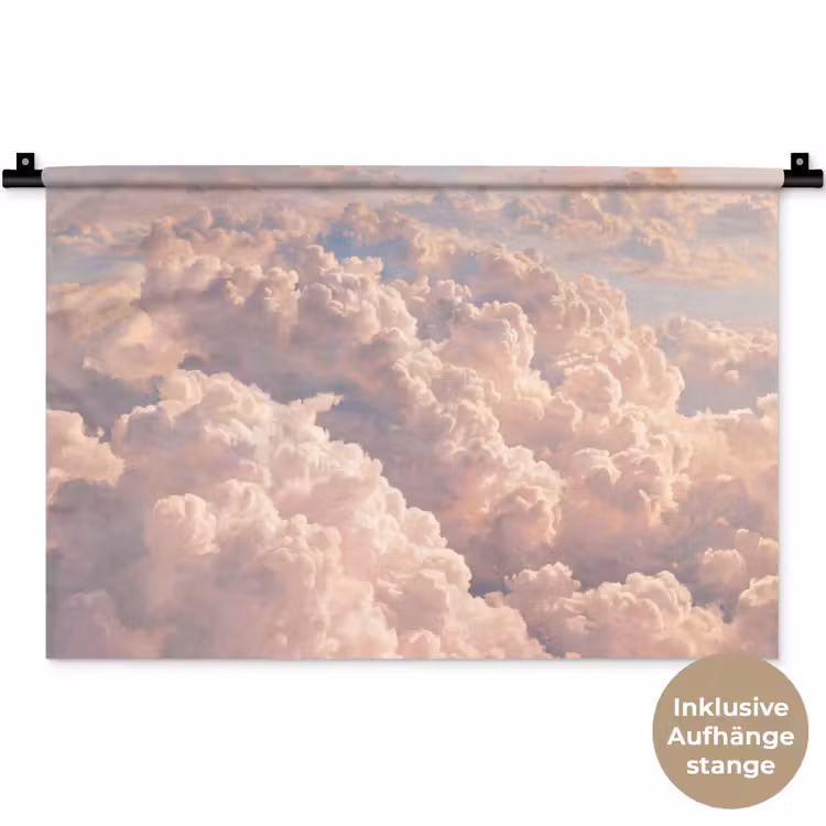 Wolken - Zonsondergang - Natuur - Pastel - Roze Wandkleed katoen klein -t3d_DE