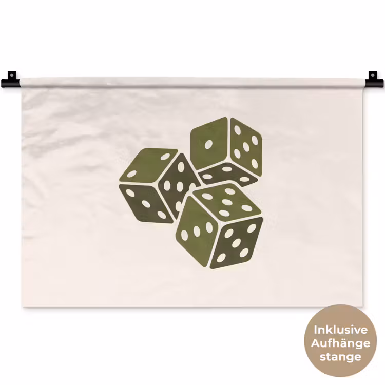 Dobbelsteen - Spel - Groen - Abstract Wandkleed katoen klein -t3d_DE