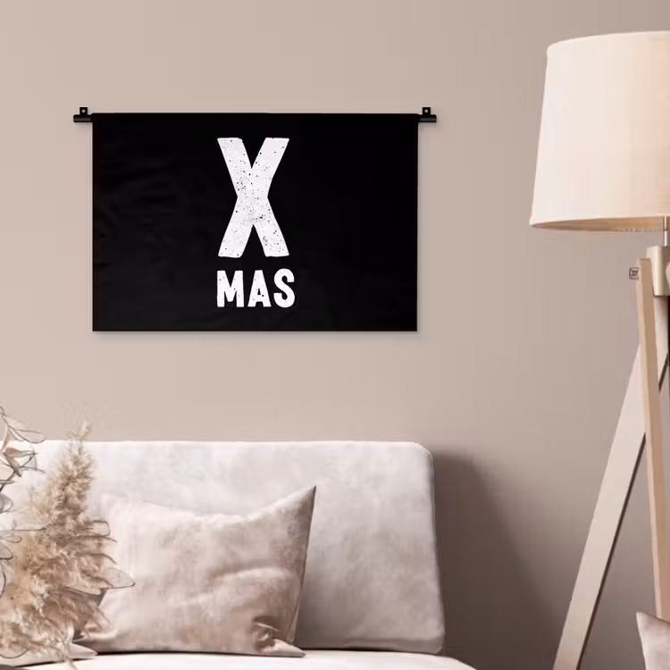 Xmas - Kerst - Zwart - Vintage - Quotes Wandkleed katoen klein -sfeer4