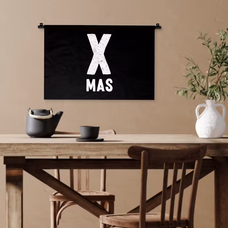 Xmas - Kerst - Zwart - Vintage - Quotes Wandkleed katoen klein -sfeer6