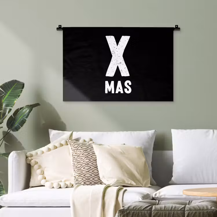 Xmas - Kerst - Zwart - Vintage - Quotes Wandkleed katoen klein -sfeer7