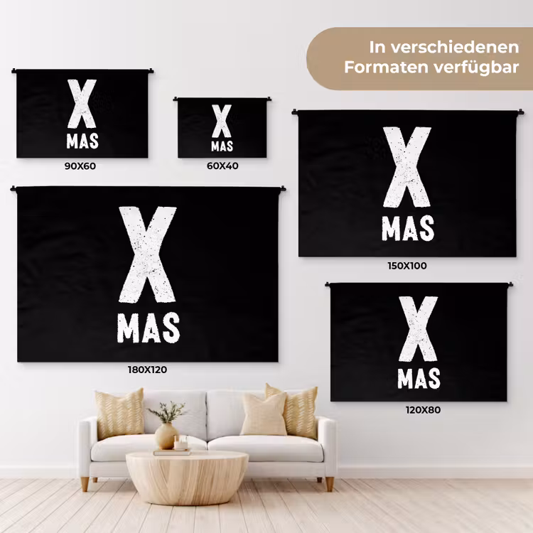 Xmas - Kerst - Zwart - Vintage - Quotes Wandkleed katoen klein -tsfeer8_DE