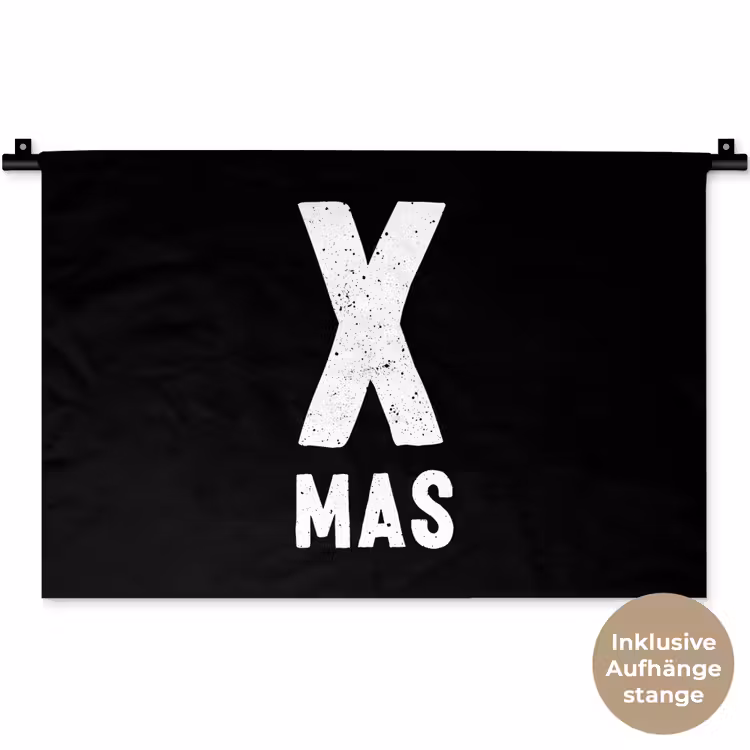 Xmas - Kerst - Zwart - Vintage - Quotes Wandkleed katoen klein -t3d_DE
