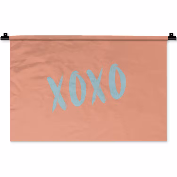 XOXO - Blauw - Perzikkleur Wandkleed katoen klein -zz3d