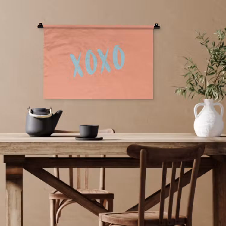 XOXO - Blauw - Perzikkleur Wandkleed katoen klein -sfeer6