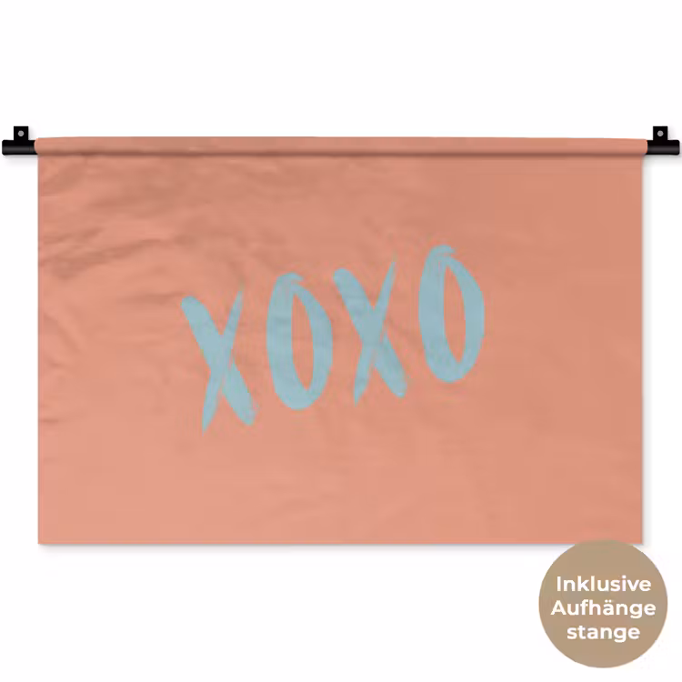 XOXO - Blauw - Perzikkleur Wandkleed katoen klein -t3d_DE