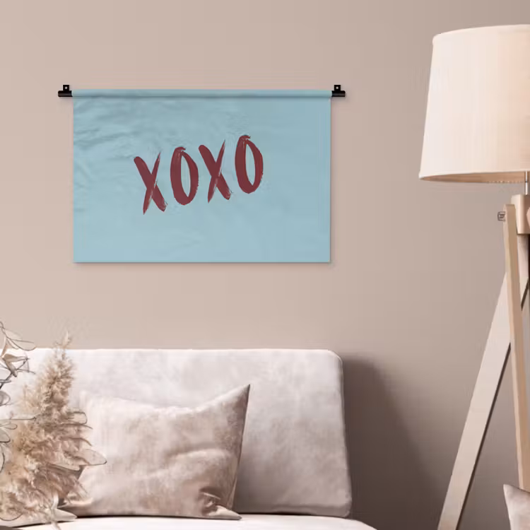 XOXO - Blauw - Rood Wandkleed katoen klein -sfeer4