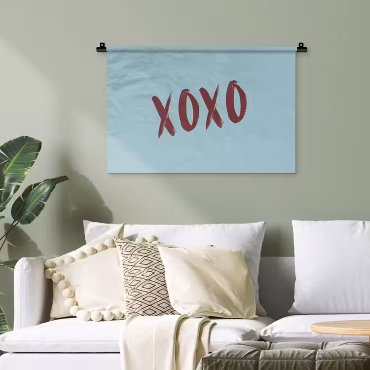 XOXO - Blauw - Rood Wandkleed katoen klein -sfeer7