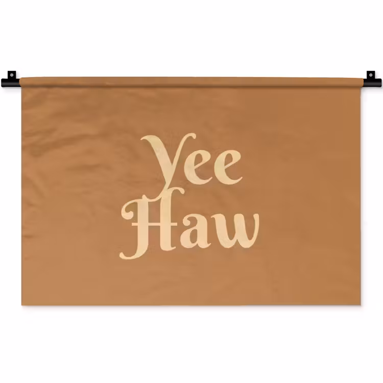 Yee haw - Bruin - Minimalistisch Wandkleed katoen klein -zz3d