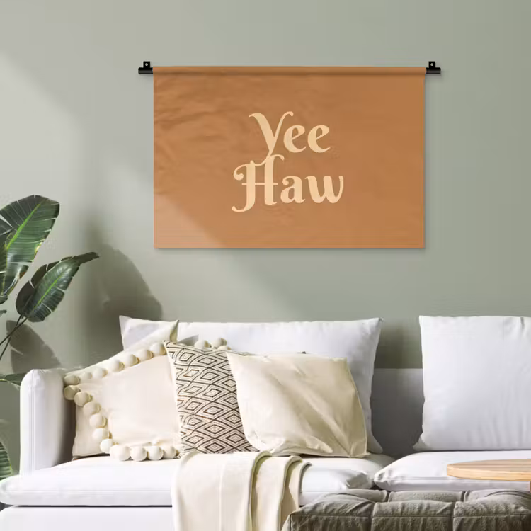 Yee haw - Bruin - Minimalistisch Wandkleed katoen klein -sfeer7