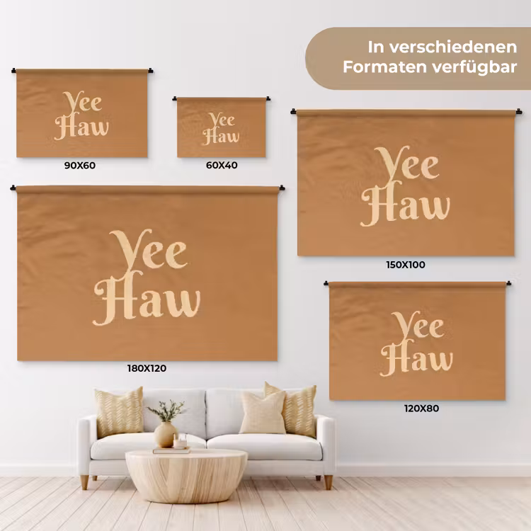 Yee haw - Bruin - Minimalistisch Wandkleed katoen klein -tsfeer8_DE