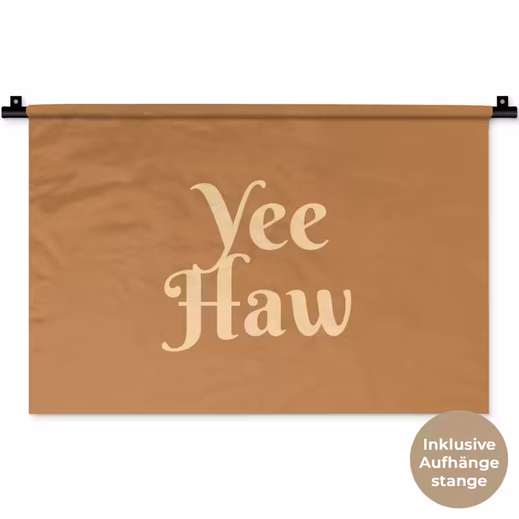 Yee haw - Bruin - Minimalistisch Wandkleed katoen klein -t3d_DE