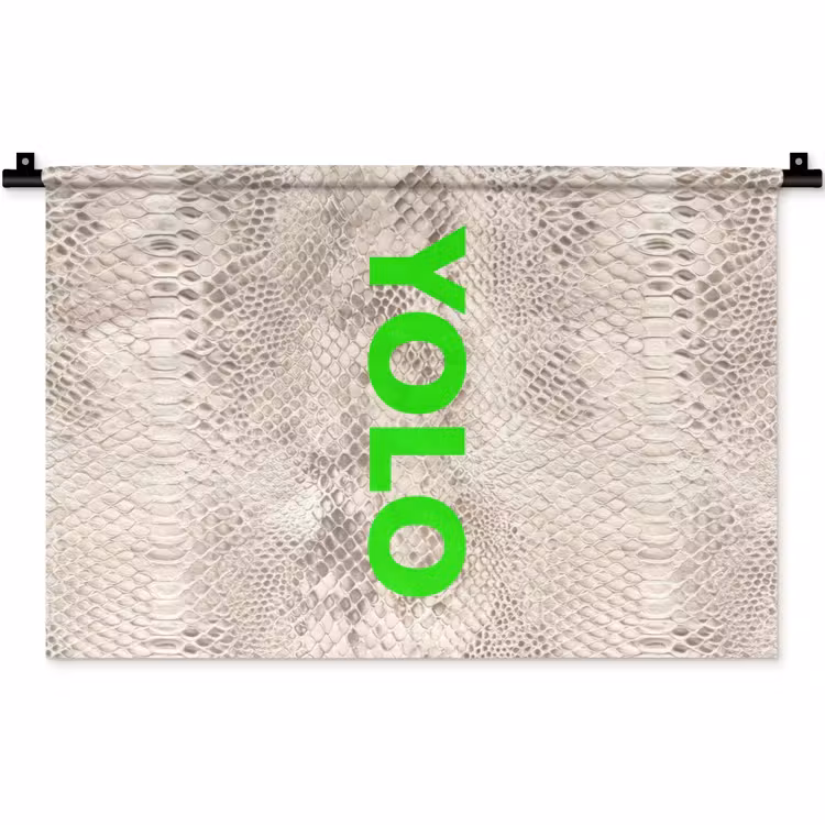 YOLO - Groen - Neon - Slangenprnt Wandkleed katoen klein -zz3d