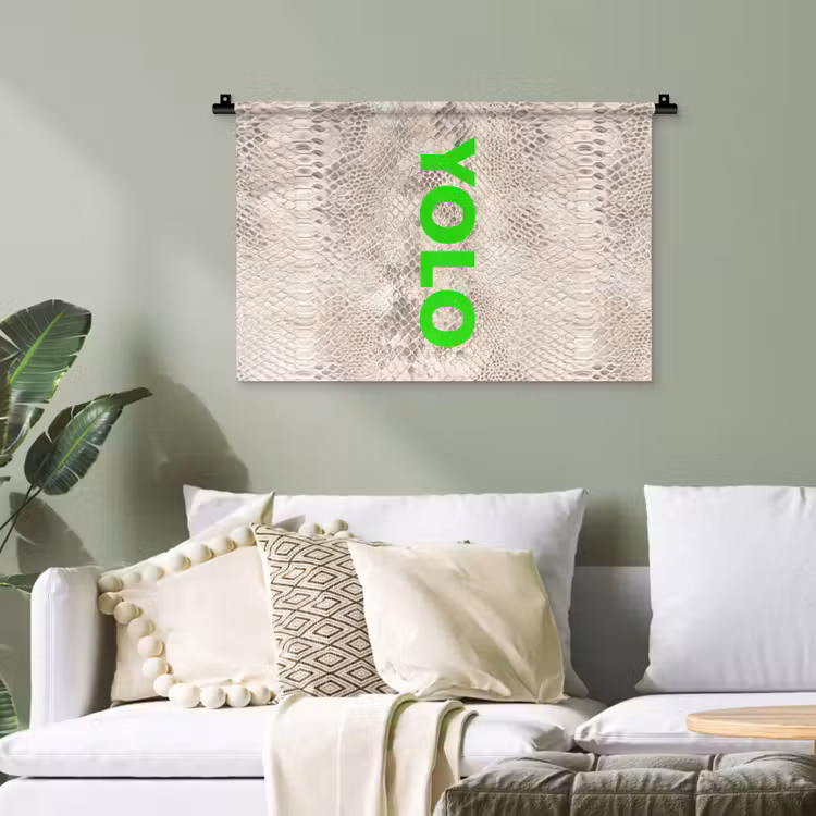 YOLO - Groen - Neon - Slangenprnt Wandkleed katoen klein -sfeer7