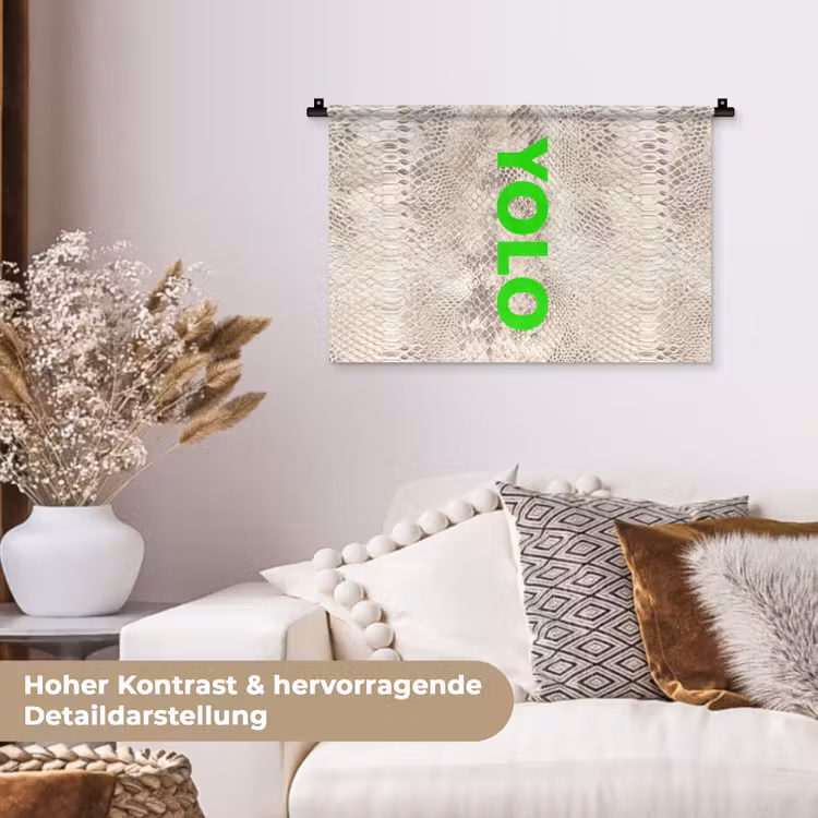 YOLO - Groen - Neon - Slangenprnt Wandkleed katoen klein -tsfeer1_DE