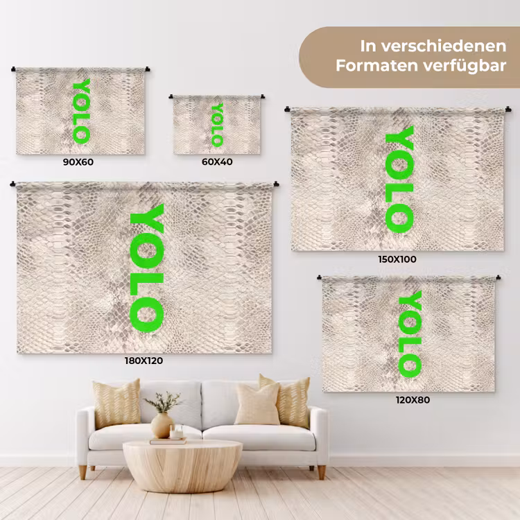 YOLO - Groen - Neon - Slangenprnt Wandkleed katoen klein -tsfeer8_DE