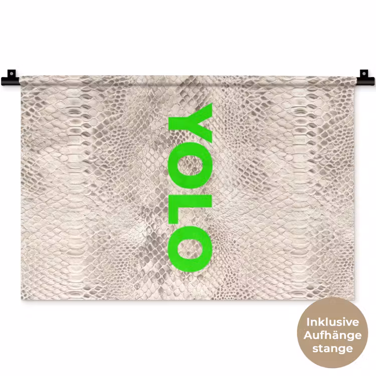 YOLO - Groen - Neon - Slangenprnt Wandkleed katoen klein -t3d_DE