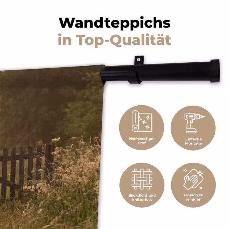 Hek - Natuur - Mist - Veld Wandkleed katoen klein -tsfeer2_DE