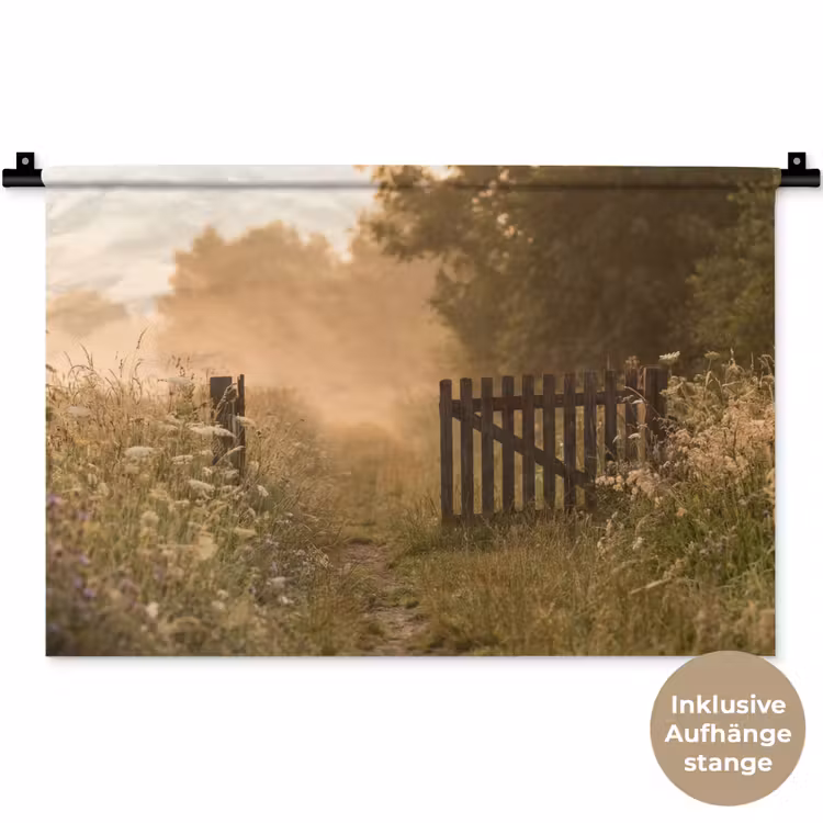 Hek - Natuur - Mist - Veld Wandkleed katoen klein -t3d_DE