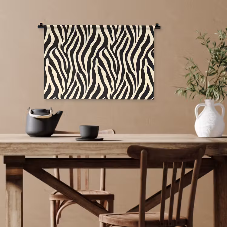 Zebra - Print - Klassiek - Zwart Wandkleed katoen klein 269 -sfeer6