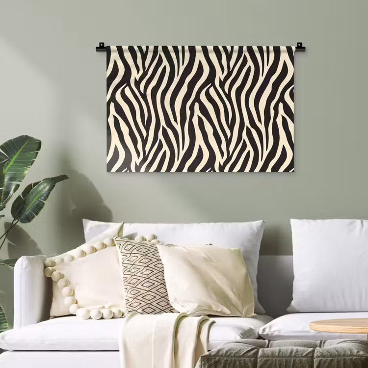 Zebra - Print - Klassiek - Zwart Wandkleed katoen klein 269 -sfeer7