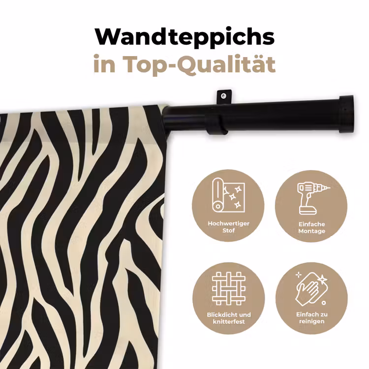 Zebra - Print - Klassiek - Zwart Wandkleed katoen klein 269 -tsfeer2_DE
