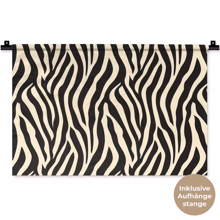 Zebra - Print - Klassiek - Zwart Wandkleed katoen klein 269 -t3d_DE