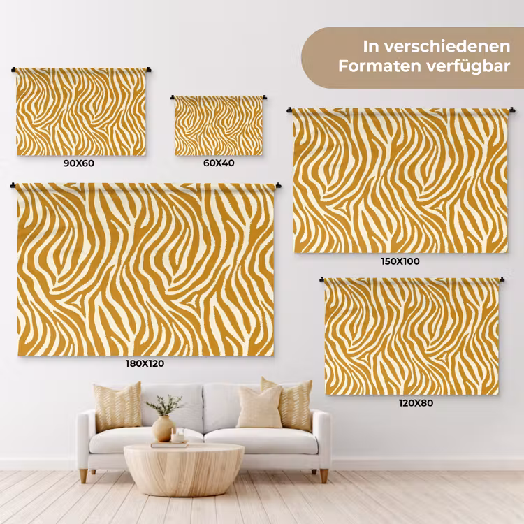 Zebra - Klassiek - Oker - Geel Wandkleed katoen klein 269 -tsfeer8_DE
