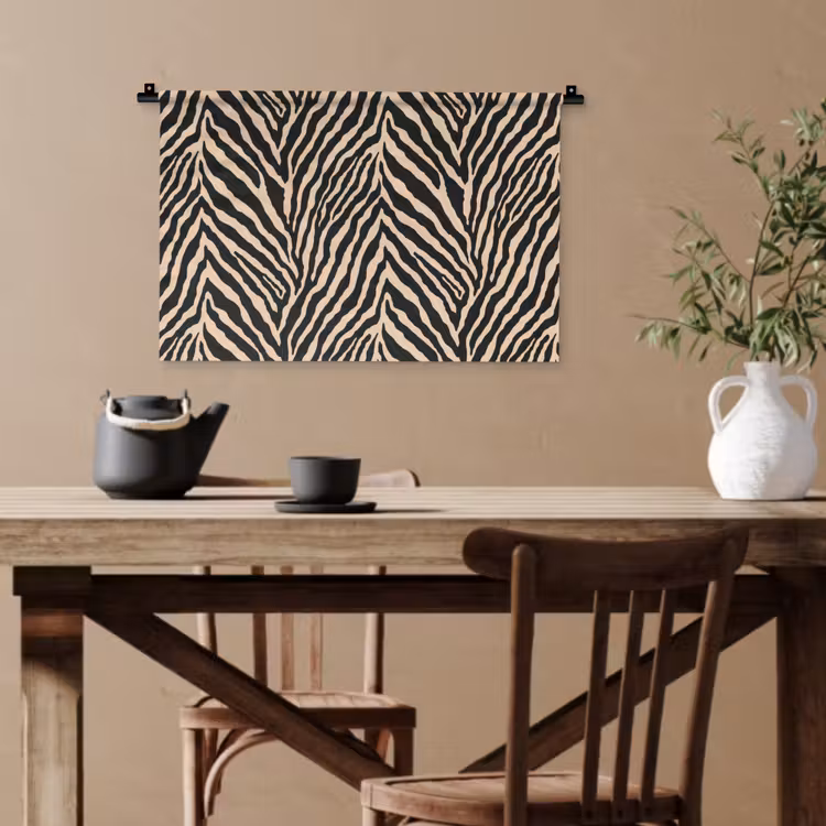Zebra - Klassiek - Zwart Wandkleed katoen klein 269 -sfeer6