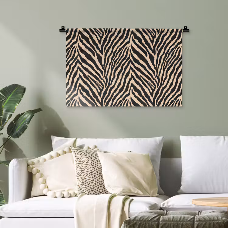 Zebra - Klassiek - Zwart Wandkleed katoen klein 269 -sfeer7