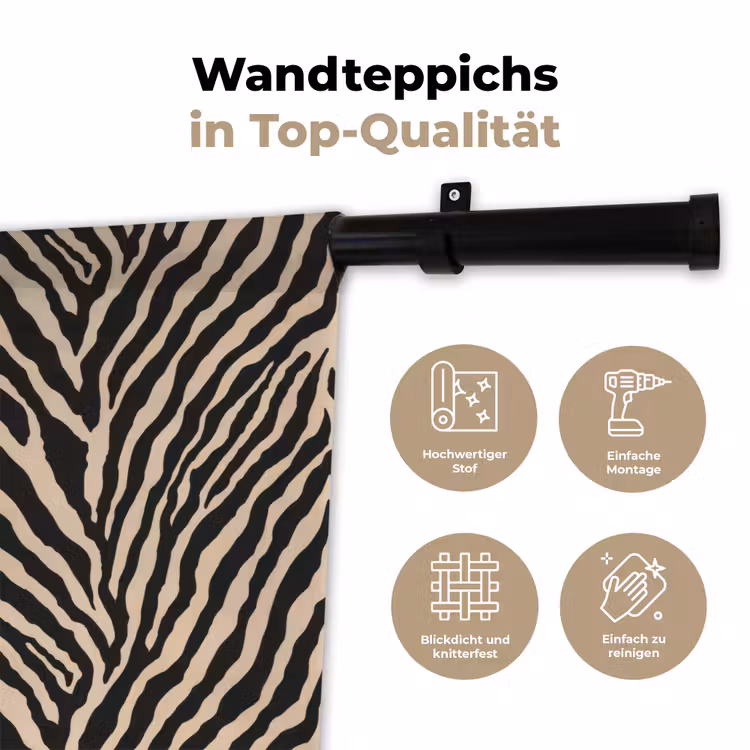 Zebra - Klassiek - Zwart Wandkleed katoen klein 269 -tsfeer2_DE