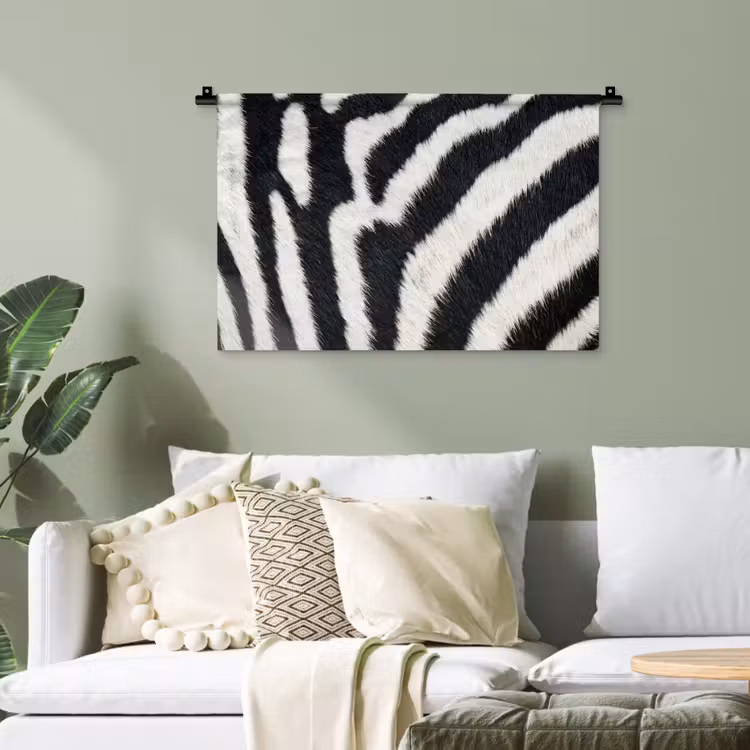Zebra - Vacht - Klassiek - Zwart - Wit Wandkleed katoen klein -sfeer7