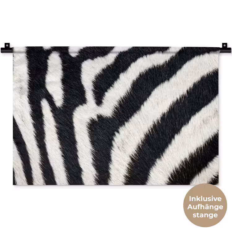 Zebra - Vacht - Klassiek - Zwart - Wit Wandkleed katoen klein -t3d_DE