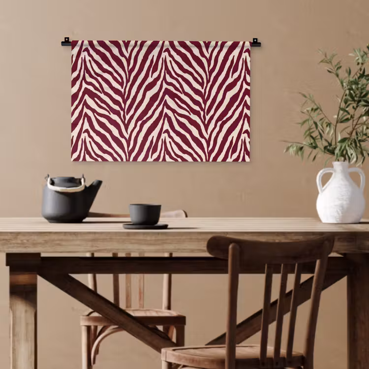 Zebra - Motief - Bordeaux - Rood Wandkleed katoen klein 269 -sfeer6