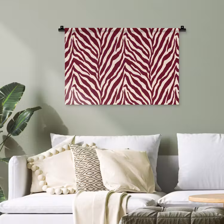 Zebra - Motief - Bordeaux - Rood Wandkleed katoen klein 269 -sfeer7