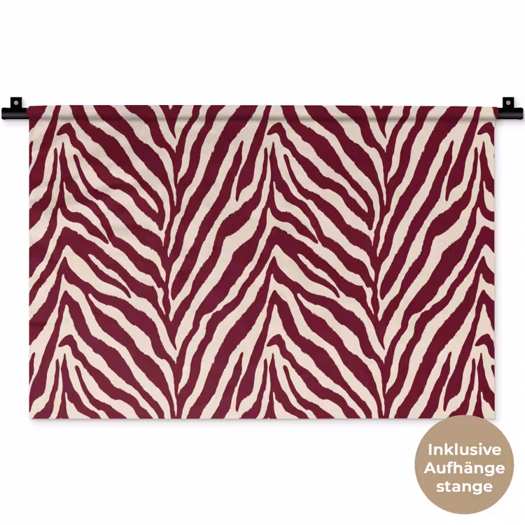 Zebra - Motief - Bordeaux - Rood Wandkleed katoen klein 269 -t3d_DE