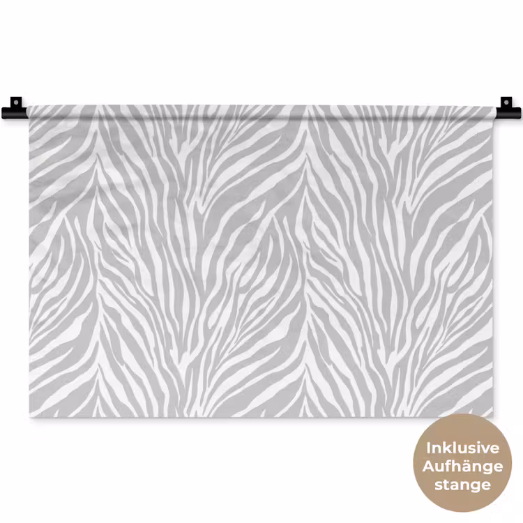 Zebra - Motief - Grijs Wandkleed katoen klein 269 -t3d_DE