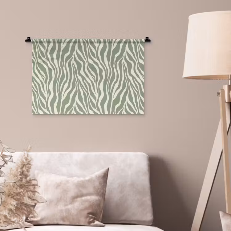Zebra - Motief - Groen Wandkleed katoen klein 269 -sfeer4