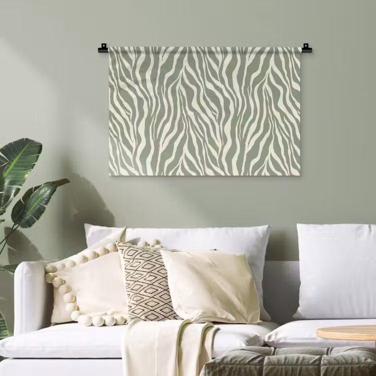 Zebra - Motief - Groen Wandkleed katoen klein 269 -sfeer7