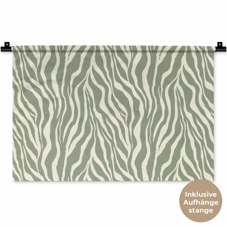 Zebra - Motief - Groen Wandkleed katoen klein 269 -t3d_DE