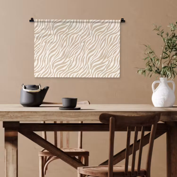 Zebra - Patroon - Beige Wandkleed katoen klein 269 -sfeer6