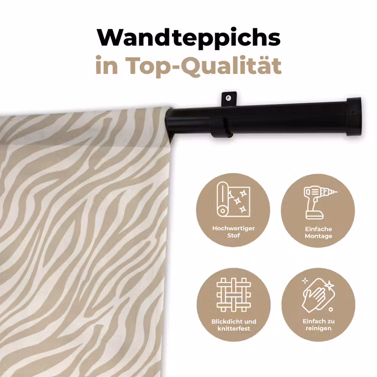Zebra - Patroon - Beige Wandkleed katoen klein 269 -tsfeer2_DE